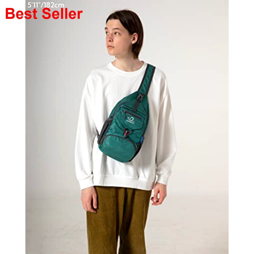 Water-Resistant Polyester Sling Backpack For Hiki… - image 2